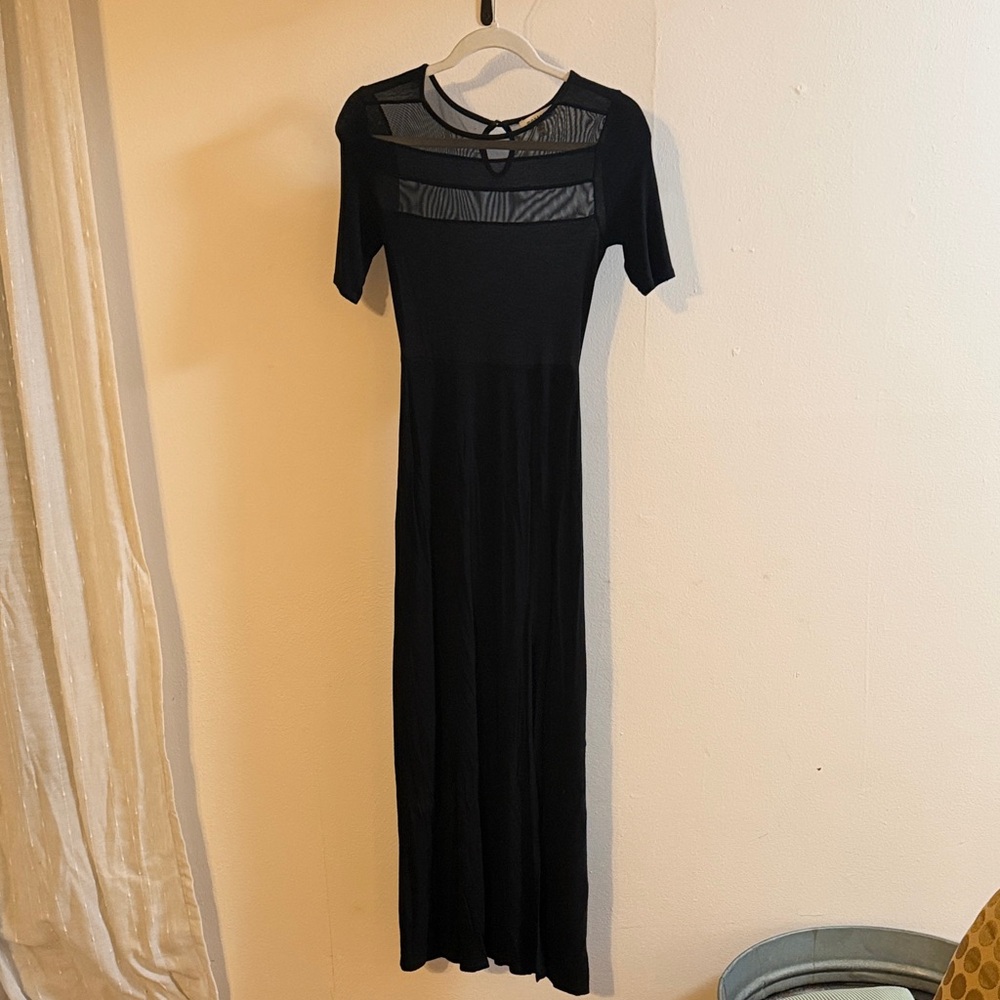Monteau Black Maxi Dress with Sheer Yoke